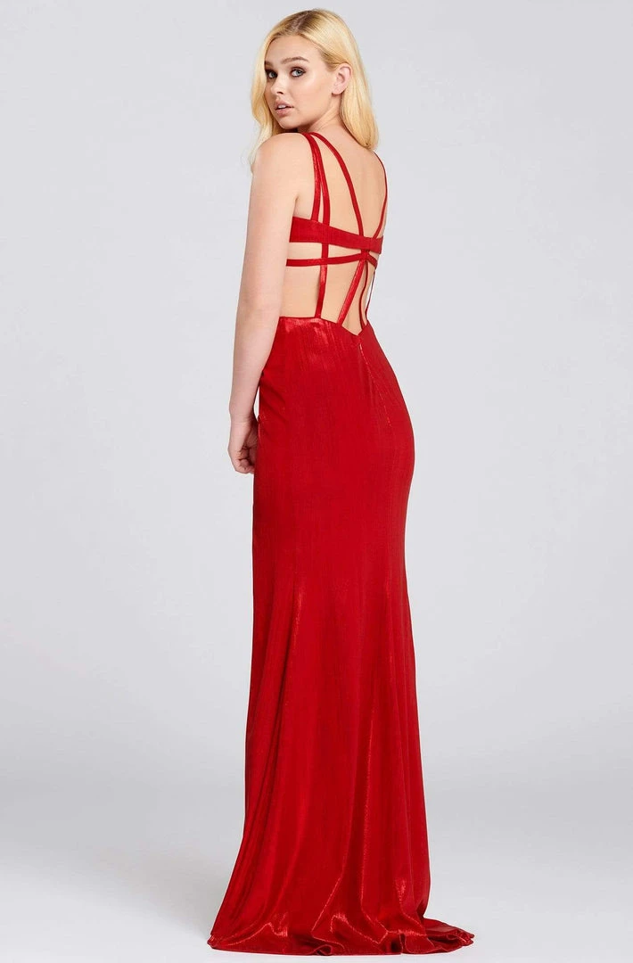 Ellie Wilde - EW120086 Illusion Plunging V Neck Metallic Evening Dress 4 Ellie Wilde - EW120086 Illusion Plunging V Neck Metallic Evening Dress