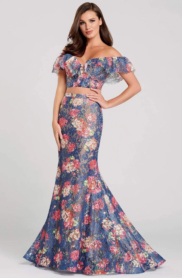 Ellie Wilde - EW120099 Off-Shoulder 2-Piece Novelty Lace Trumpet Dress Formal Gowns 3 Ellie Wilde - EW120099 Off-Shoulder 2-Piece Novelty Lace Trumpet Dress Formal Gowns