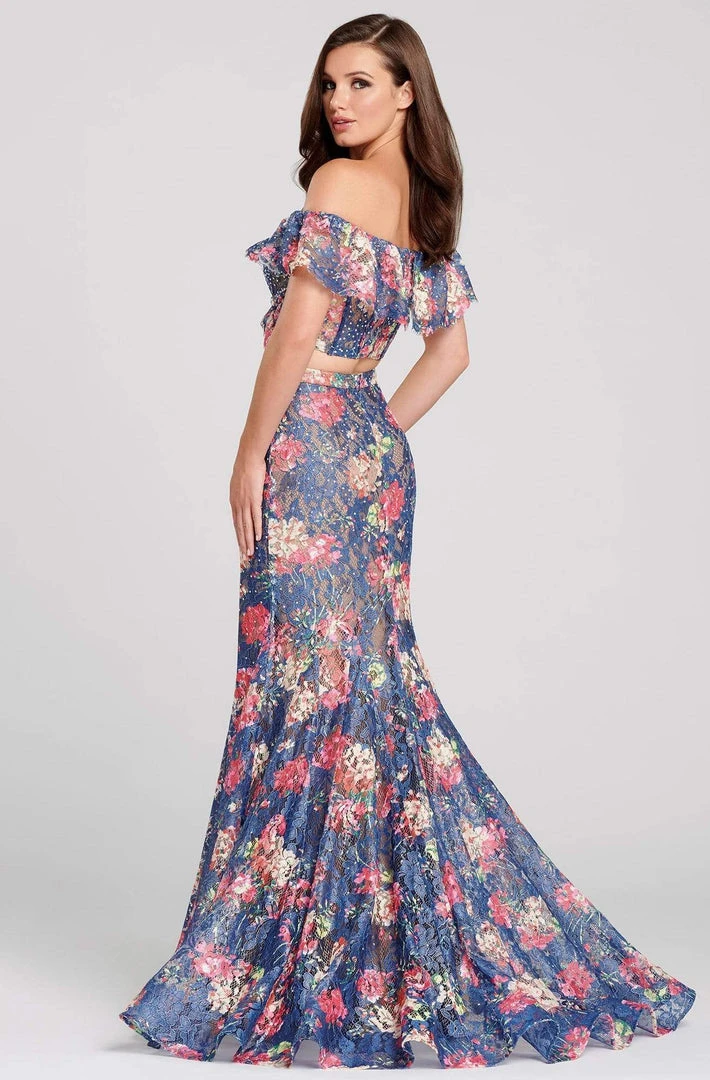 Ellie Wilde - EW120099 Off-Shoulder 2-Piece Novelty Lace Trumpet Dress Formal Gowns 4 Ellie Wilde - EW120099 Off-Shoulder 2-Piece Novelty Lace Trumpet Dress Formal Gowns