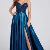 Ellie Wilde - EW120107 Beaded Plunging V-neck A-line Gown Formal Gowns