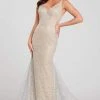 Ellie Wilde - EW120123 Embroidered Deep V-neck Mermaid Dress Formal Gowns