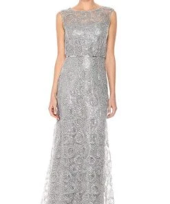 Emma Street - 1111260 Sequin Detail Embellished Mesh Overlay Dress Formal Gowns