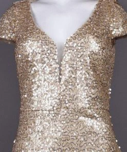 Emma Street - 1111279 Cap Sleeve Sequined Scoop Neck Sheath Gown Formal Gowns