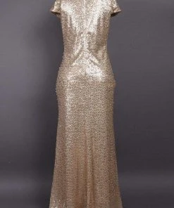 Emma Street - 1111279 Cap Sleeve Sequined Scoop Neck Sheath Gown Formal Gowns