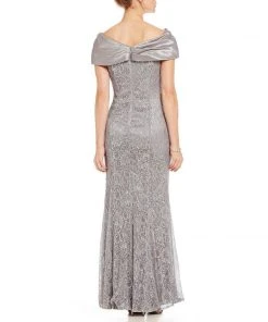 Formal Gowns Emma Street - Floral Laced Asymmetric Neck Sheath Dress ES711 7 Formal Gowns Emma Street - Floral Laced Asymmetric Neck Sheath Dress ES711