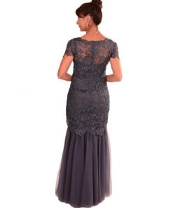 Emma Street - Laced Scoop Neck Tulle Mermaid Gown ES801 Formal Gowns