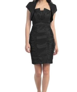 Eureka Fashion - 1818 Taffeta Sheath Cocktail Dress With Bolero Cocktail Dresses
