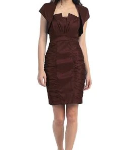 Eureka Fashion - 1818 Taffeta Sheath Cocktail Dress With Bolero Cocktail Dresses