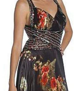 Formal Gowns Eureka Fashion - 2117 V-neck Print Charmeuse A-line Dress