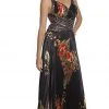 Formal Gowns Eureka Fashion - 2117 V-neck Print Charmeuse A-line Dress
