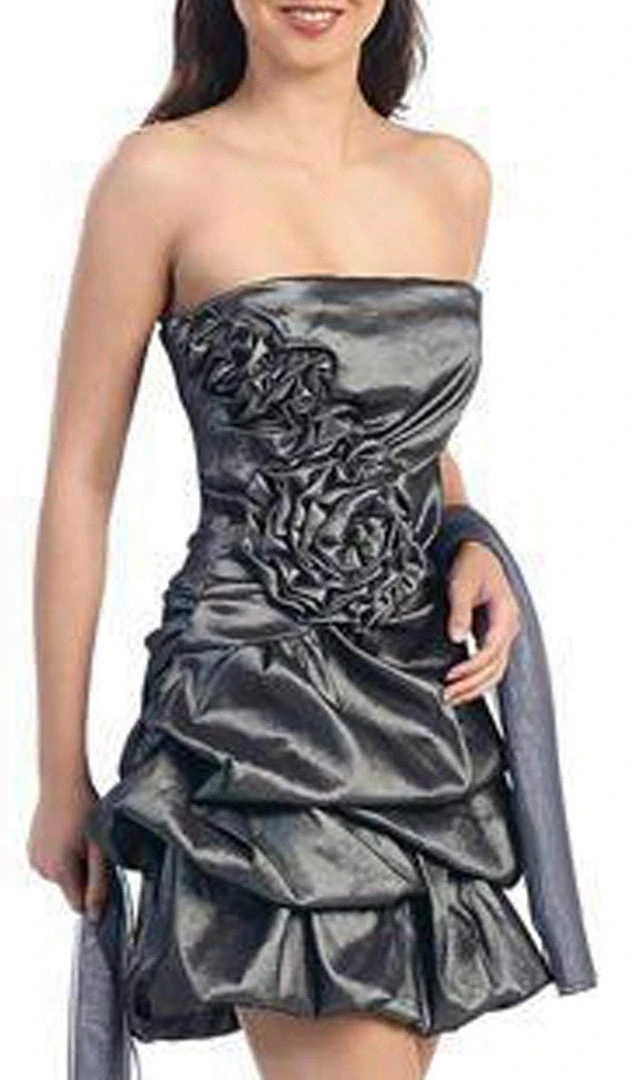 Eureka Fashion - 2261 Rosette Accented Strapless Bubble Dress Cocktail Dresses 4 Eureka Fashion - 2261 Rosette Accented Strapless Bubble Dress Cocktail Dresses