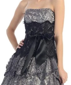 Cocktail Dresses Eureka Fashion - 2281 Two Tone Lace A-line Dress