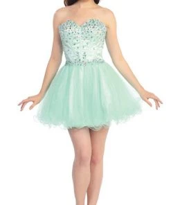 Eureka Fashion - 2337 Beaded Strapless Sweetheart A-line Dress