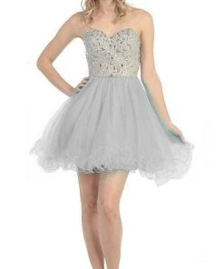 Cocktail Dresses Eureka Fashion - 2602 Strapless Beaded Sweetheart A-line Dress
