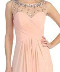 Eureka Fashion - 2666 Sleeveless Beaded Illusion Bateau Chiffon Dress Formal Gowns