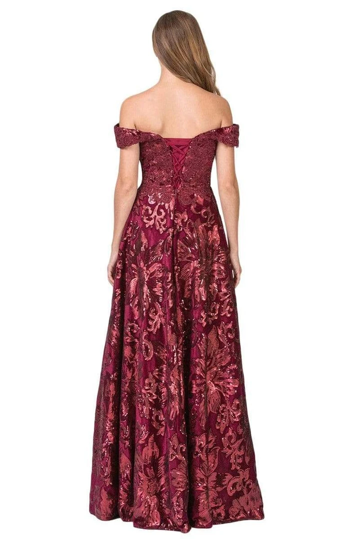 Formal Gowns Eureka Fashion - 6733 Sequined Deep Off-Shoulder Velvet A-line Dress 4 Formal Gowns Eureka Fashion - 6733 Sequined Deep Off-Shoulder Velvet A-line Dress
