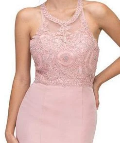 Formal Gowns Eureka Fashion - 7133 Applique Halter Stretch Satin Trumpet Dress 11 Formal Gowns Eureka Fashion - 7133 Applique Halter Stretch Satin Trumpet Dress