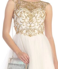 Eureka Fashion - Crystal Embellished Sheer Cocktail Dress