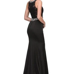 Eureka Fashion - Jewel Lace Formal Dress 6300 - 1 Pc Black In Size M Available