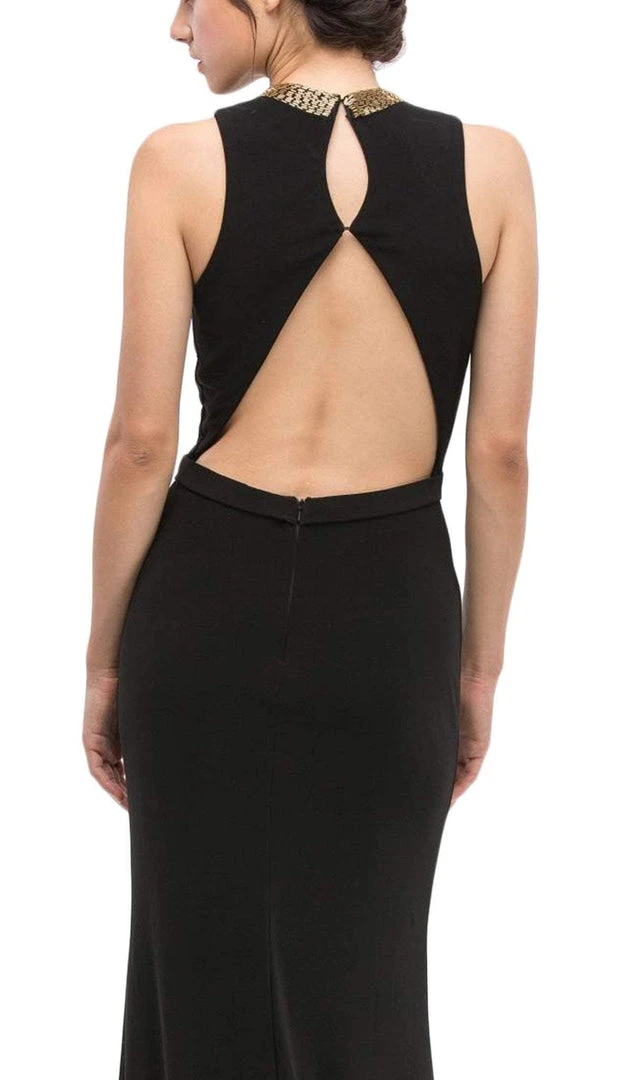 Formal Gowns Eureka Fashion - Plunging Gold Beading Fitted Evening Dress 7 Formal Gowns Eureka Fashion - Plunging Gold Beading Fitted Evening Dress