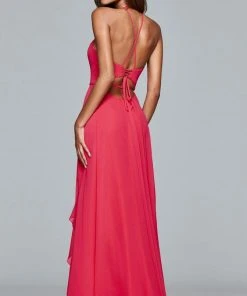 Faviana - 7939 Long Halter Dress With Layered Ruffle Detail