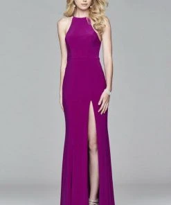 Faviana - 7976 Halter Neck Jersey Trumpet Dress - 1 Pc Wine In Size 4 Available Formal Gowns