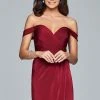 Faviana - 8050-1 Draped Sleeve Off Shoulder Satin Dress