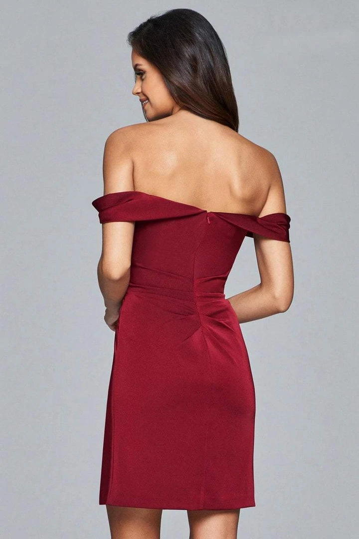 Faviana - 8050-1 Draped Sleeve Off Shoulder Satin Dress 5 Faviana - 8050-1 Draped Sleeve Off Shoulder Satin Dress