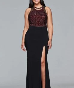 Faviana - 9425 Beaded Cut Out Jersey Evening Gown