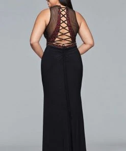 Faviana - 9425 Beaded Cut Out Jersey Evening Gown