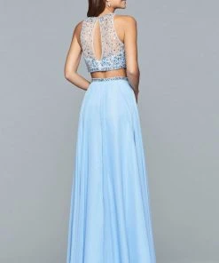 Faviana - Beaded Two-Piece Chiffon A-line Gown S10061 - 2 Pcs Candle Light In Size 6 And 8 Available