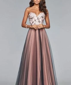 Faviana - Floral Applique Sweetheart A-line Evening Dress S10023