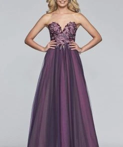 Faviana - Floral Applique Sweetheart A-line Evening Dress S10023