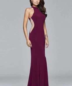 Faviana - Illusion Side Paneled Long Jersey Gown 7943 - 1 Pc Bordeux In Size 6 Available Formal Gowns 10 Faviana - Illusion Side Paneled Long Jersey Gown 7943 - 1 Pc Bordeux In Size 6 Available Formal Gowns