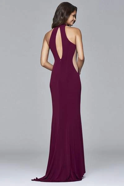 Faviana - Illusion Side Paneled Long Jersey Gown 7943 - 1 Pc Bordeux In Size 6 Available Formal Gowns 4 Faviana - Illusion Side Paneled Long Jersey Gown 7943 - 1 Pc Bordeux In Size 6 Available Formal Gowns