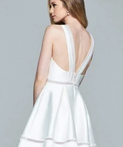 Faviana - Lace V-Neck Mikado Dress 8064