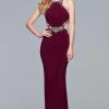 Faviana - S10026 Beaded Halter Trim Cutout Evening Dress Formal Gowns