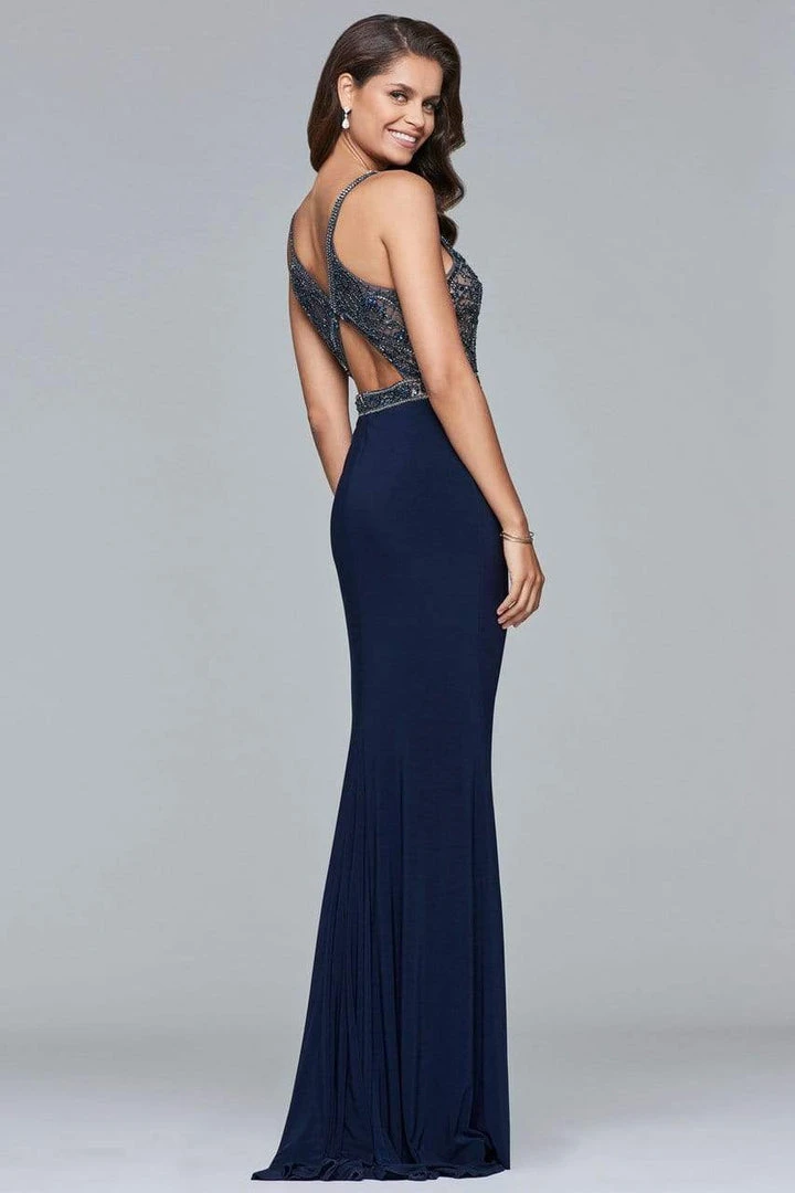 Faviana - S10092 Sleeveless V-Neck Beaded Evening Dress Formal Gowns 4 Faviana - S10092 Sleeveless V-Neck Beaded Evening Dress Formal Gowns