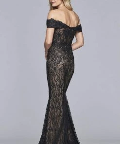 Faviana - S10109 Lace Off-Shoulder Mermaid Dress With Train