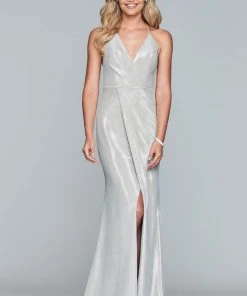 Formal Gowns Faviana - S10215 Halter Metallic Jersey Sheath Dress