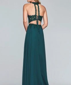 Faviana - S10220 Two Piece Lace High Halter Chiffon A-line Dress Formal Gowns