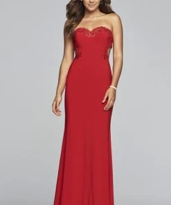 Faviana - S10271 Bead-Embroidered Cutout Strapless Sheath Gown