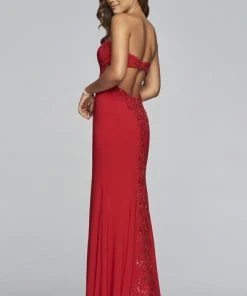 Faviana - S10271 Bead-Embroidered Cutout Strapless Sheath Gown