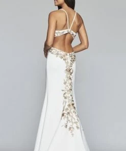 Formal Gowns Faviana - S10302 Metallic Floral Appliqued Trumpet Gown