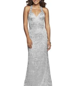 Faviana - S10303 Metallic Embroidered Sheath Evening Gown