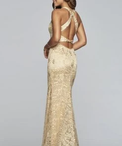 Faviana - S10303 Metallic Embroidered Sheath Evening Gown