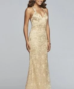 Faviana - S10303 Metallic Embroidered Sheath Evening Gown