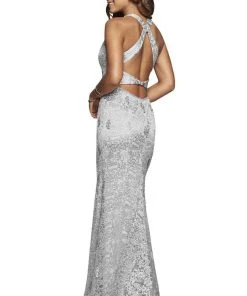 Faviana - S10303 Metallic Embroidered Sheath Evening Gown