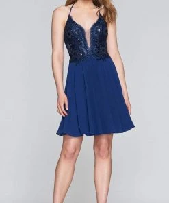 Faviana - S10373 Short Soft Chiffon & Illusion Tulle Dress