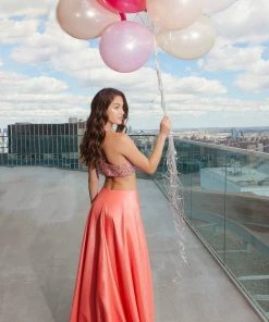 Formal Gowns Faviana - S7827 Frosted Satin Two Piece With Fully Beaded Bodice